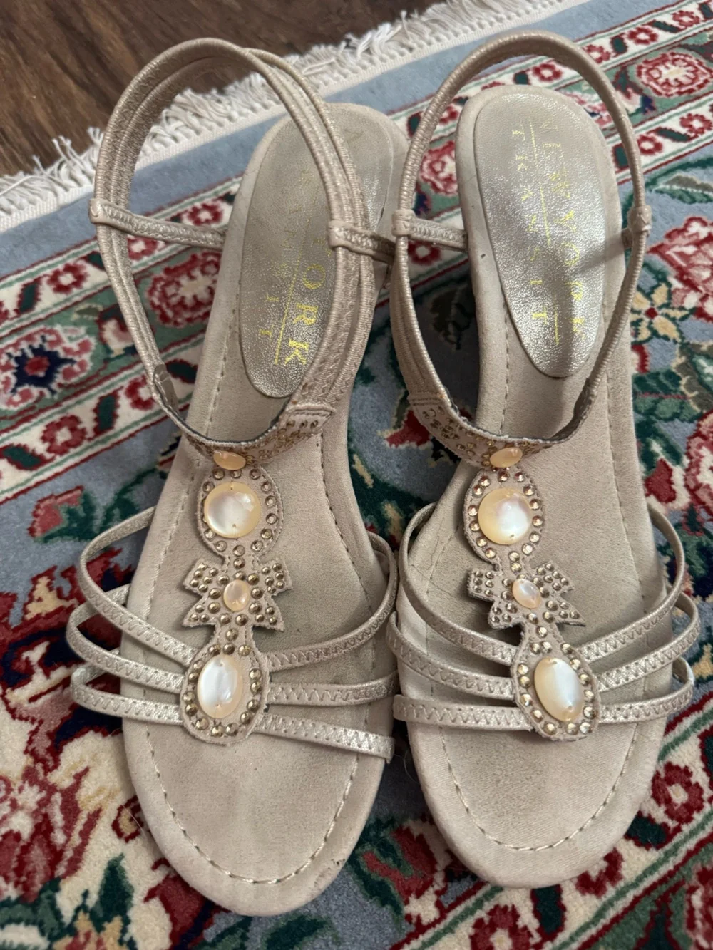 New York Transit embellished Wedge Sandals size 8.5